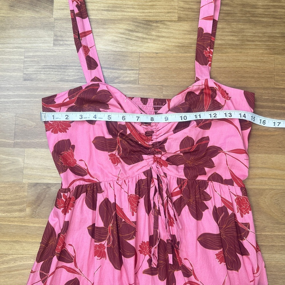 NWOT Du Paradis Pink Floral Backless Cotton Midi Dress Medium - Picture 6 of 12